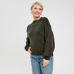 Pull col montant vert kaki femme