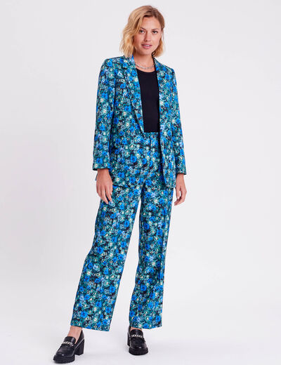 Pantalon city jambes larges vert femme
