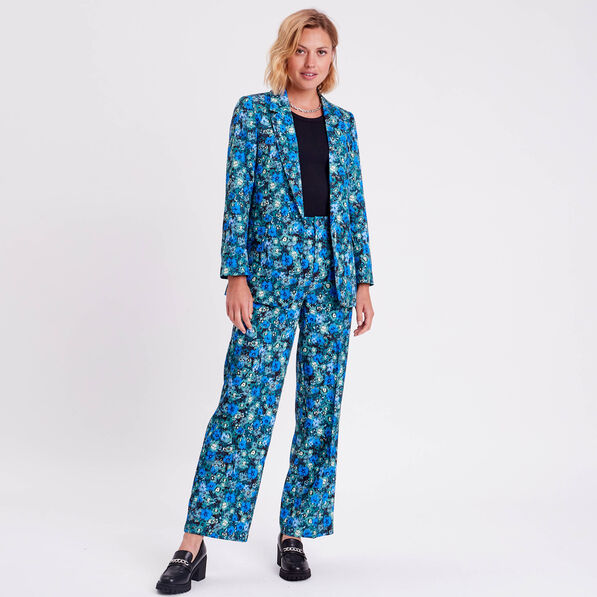 Pantalon city jambes larges vert femme
