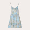 Robe évasée volants bleu femme