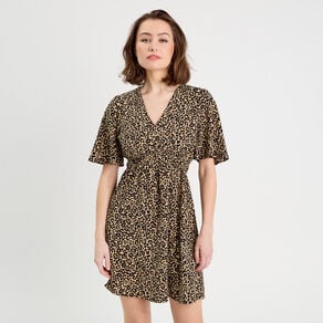 robe evasee manches courtes beige femme Robe évasée manches courtes beige femme