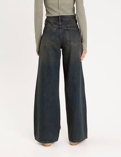 Jean wide leg taille standard bleu gris femme