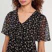 Robe évasée noeud poitrine noir femme