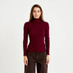 Pull c&ocirc;tel&eacute; col roul&eacute; bordeaux femme