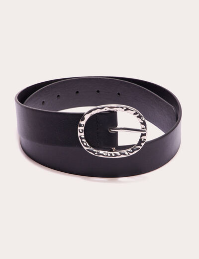 Ceinture boucle martelée noir femme