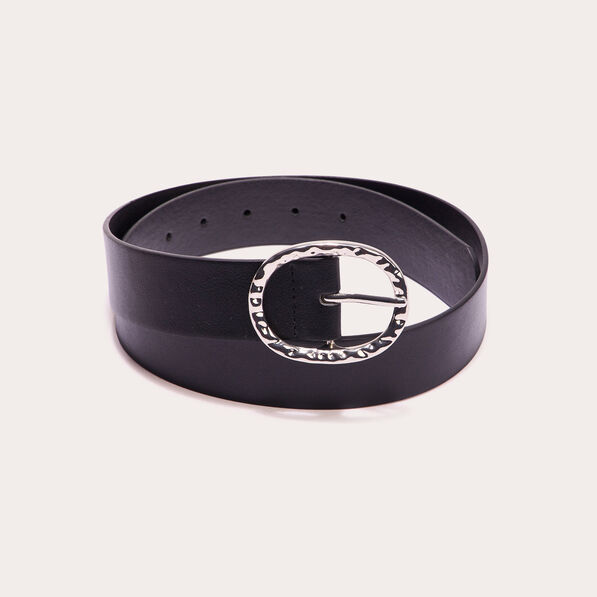 Ceinture boucle martelée noir femme