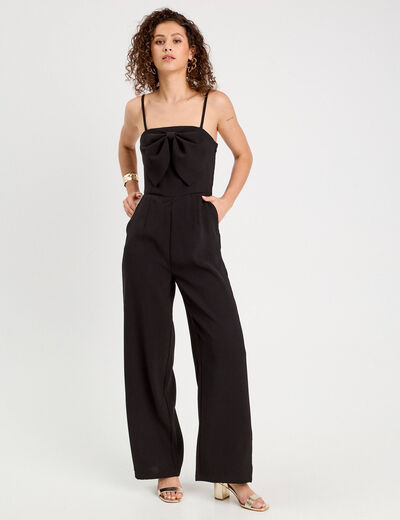 Combinaison pantalon noeud noir femme