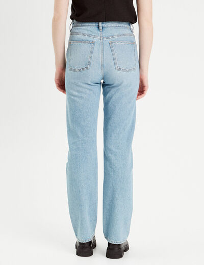 Jeans droit taille haute denim double stone femme