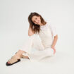 Combinaison pantalon bretelles blanc femme