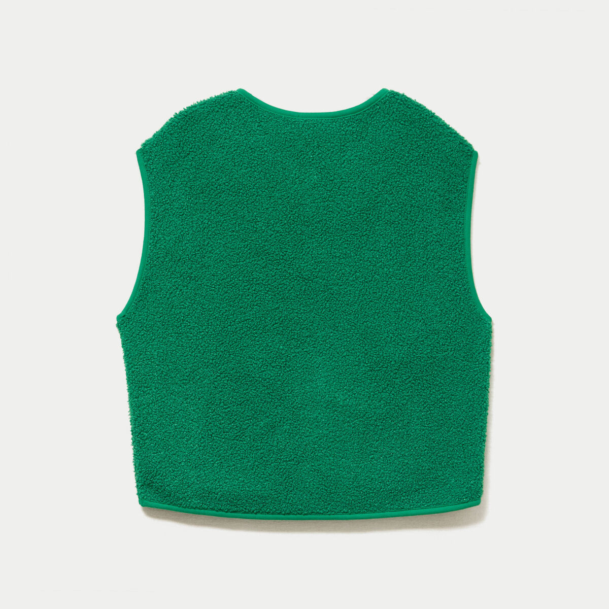 Veste sans manches fausse fourrure vert fonc&eacute; femme