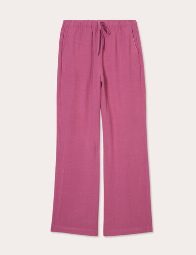 Pantalon large fluide prune femme