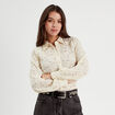 Chemise dentelle plissée ecru femme