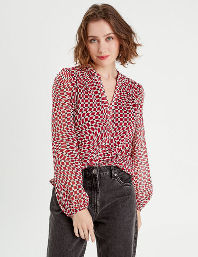 Blouse manches longues rouge femme