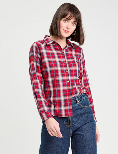 Chemise manches longues rouge femme