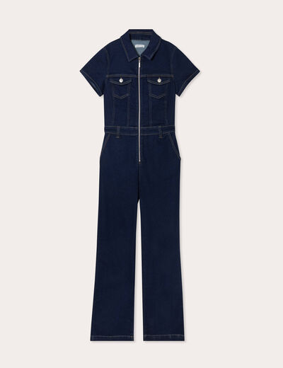Combinaison pantalon en jean denim brut femme