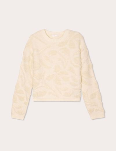 Pull manches longues ecru femme