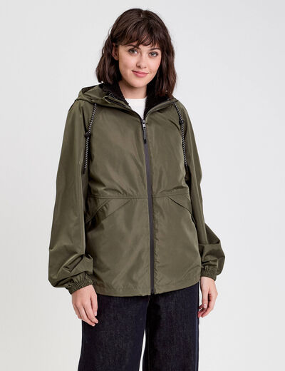 Parka déperlante 2-en-1 vert kaki femme