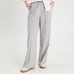Pantalon large taille haute gris clair femme