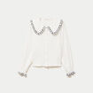 Blouse broderie manches longues ecru femme