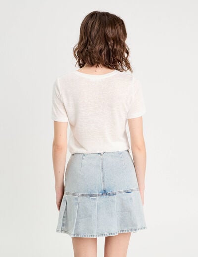 T-shirt détail noeud ecru femme
