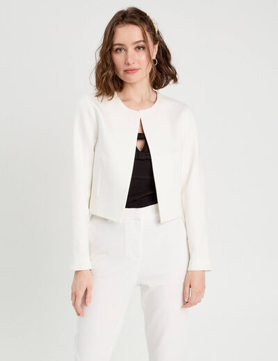 Veste courte cintrée ecru femme