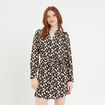 Robe droite ceinturée beige femme