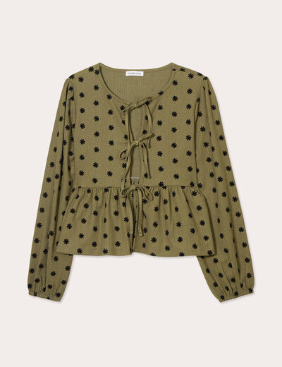 Blouse avec noeuds beige femme