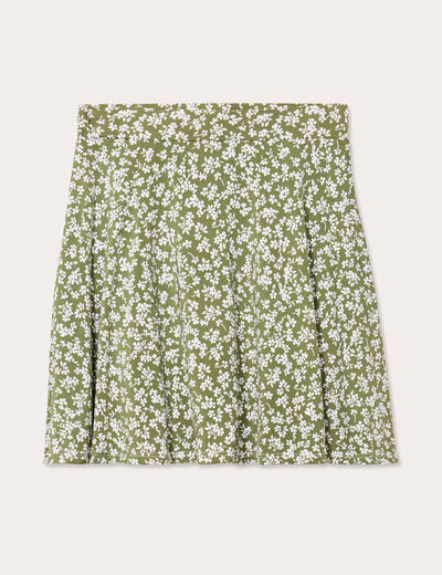 Jupe-short patineuse vert kaki femme