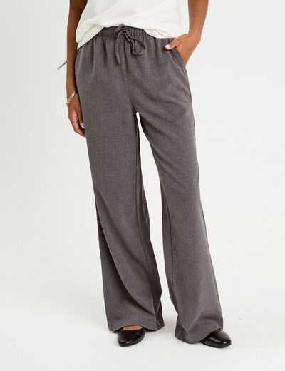 Pantalon large gris fonc&eacute; femme