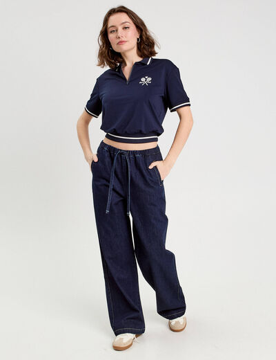 Polo manches courtes bleu marine femme