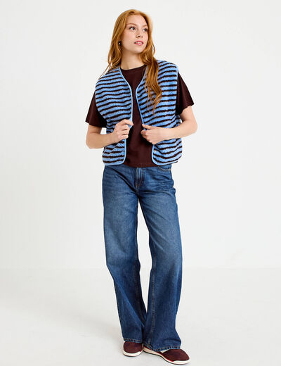 Gilet sans manches effet bouclette marron fonc&eacute; femme