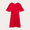 Robe évasée taille élastiquée rouge femme