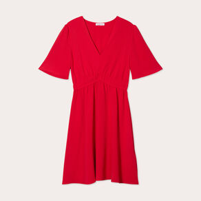 Robe évasée taille élastiquée rouge femme