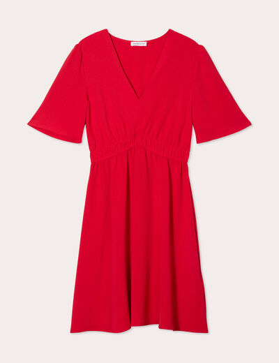 Robe évasée taille élastiquée rouge femme