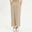 Jupe longue droite fendue vert kaki femme