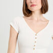 Body manches courtes ecru femme