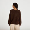 Pull ample col rond manches longues marron fonc&eacute; femme