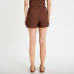 Jupe-short courte &eacute;vas&eacute;e en maille marron femme