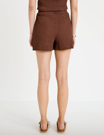 Jupe-short courte &eacute;vas&eacute;e en maille marron femme