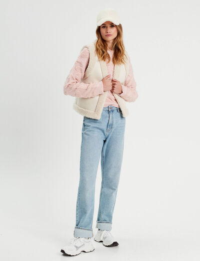 Pull manches longues rose clair femme