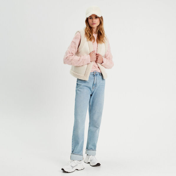 Pull manches longues rose clair femme