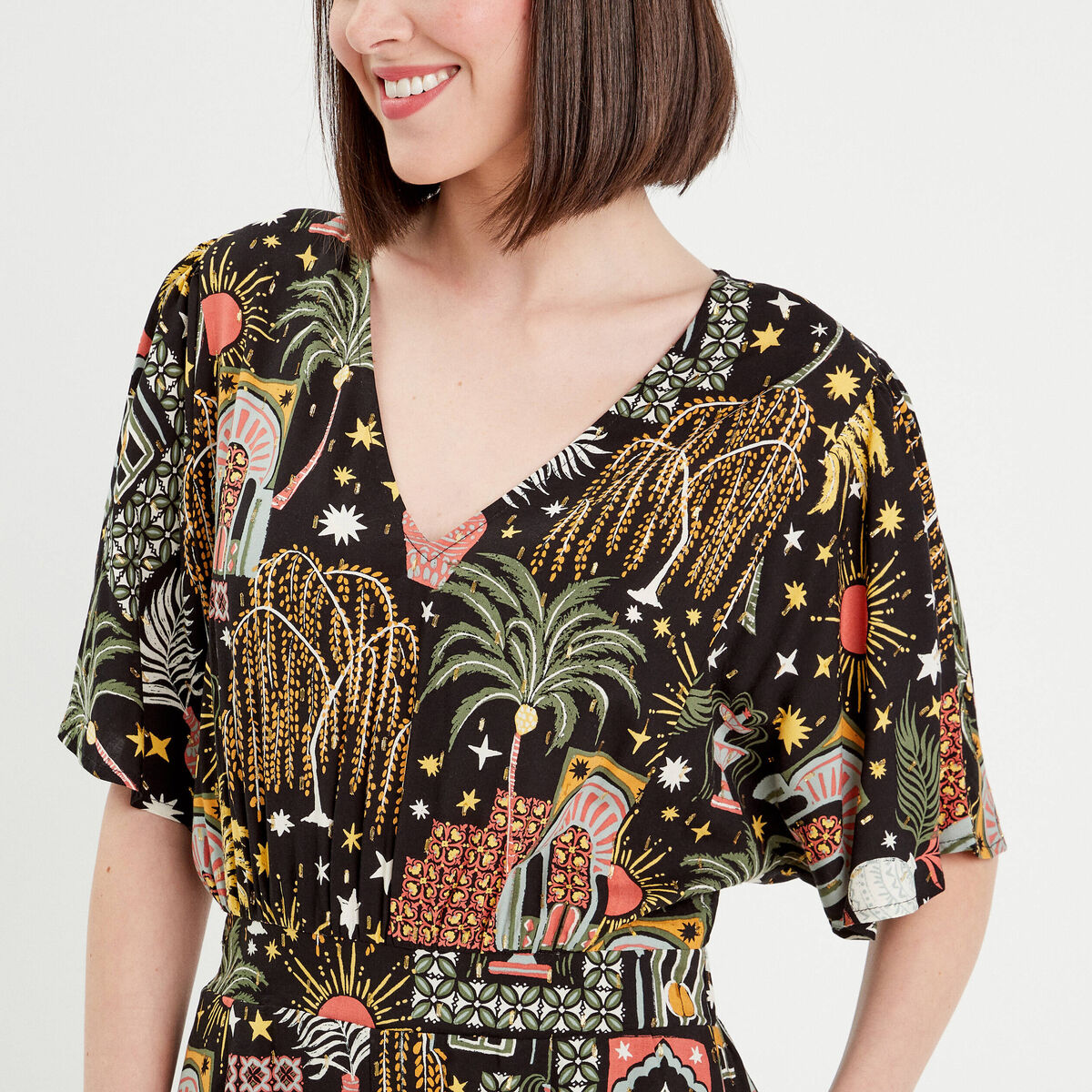 Combishort fluide noir femme