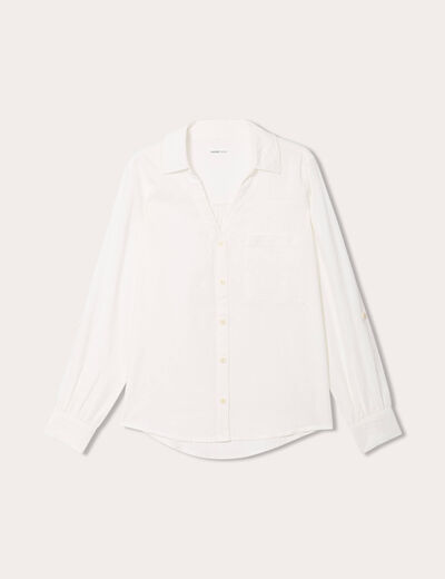 Chemise manches longues contenant du lin ecru femme