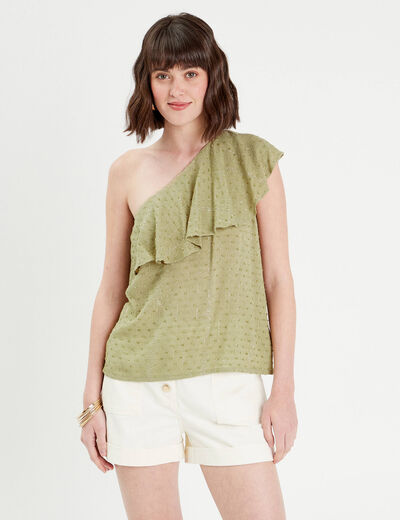 Blouse asymétrique vert pastel femme