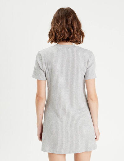 Robe droite manches courtes gris clair femme