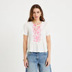 Blouse brod&eacute;e ecru femme