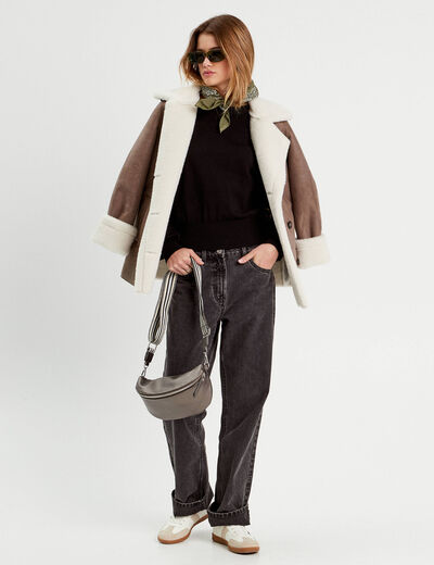 Pull avec broderie noir femme