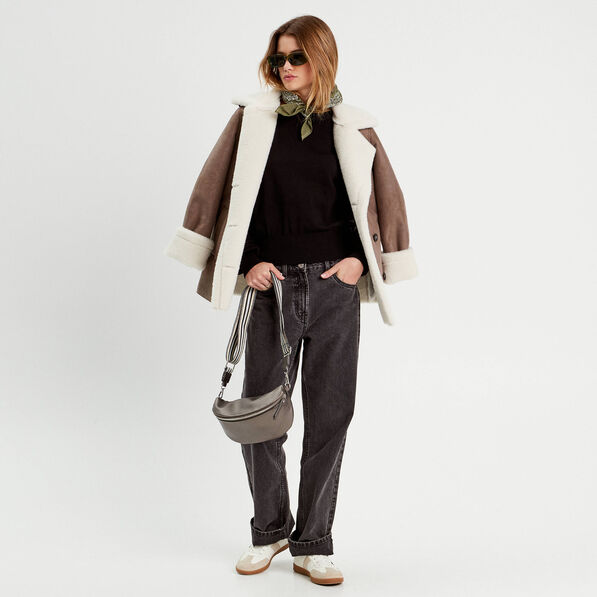 Pull avec broderie noir femme