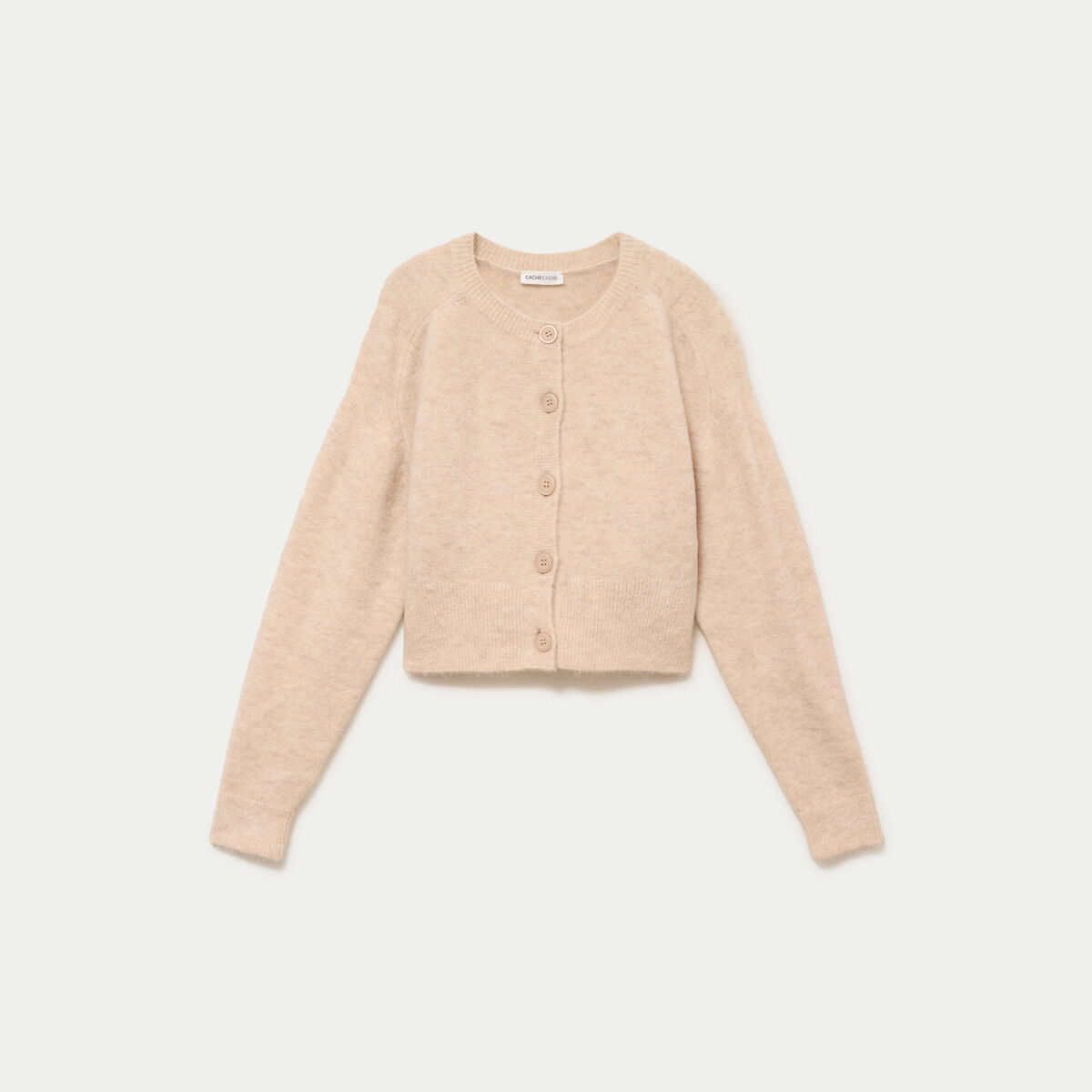 Gilet col rond ecru femme