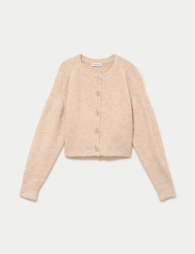 Gilet col rond ecru femme